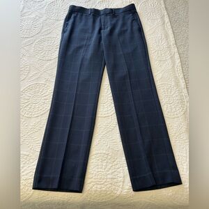 Perry Ellis portfolio slim fit Men's Navy windowpane Blue dress Pants 30x30